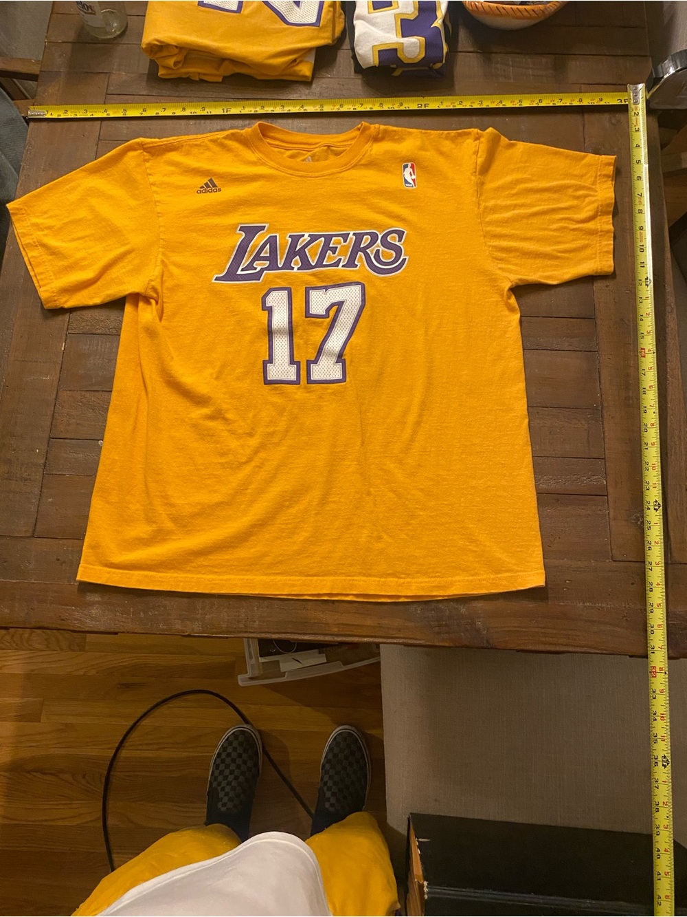 Adidas Los Angeles Lakers #17 Andrew Bynum Gold Tee